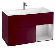 Тумба под раковину Villeroy & Boch Finion 99,6х49,8 см с подсветкой МДФ пион матовый лак/светло-серый матовый лак F040GJHB