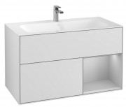 Тумба под раковину Villeroy & Boch Finion 99,6х49,8 см с подсветкой МДФ белый матовый лак/светло-серый матовый лак F040GJMT