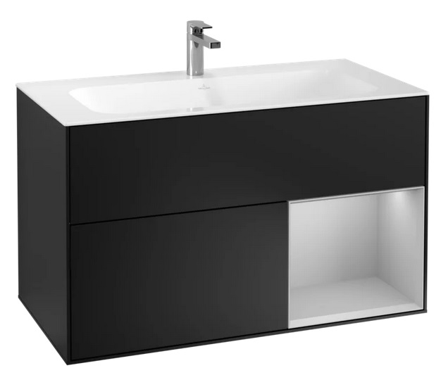 Тумба под раковину Villeroy & Boch Finion 99,6х49,8 см с подсветкой МДФ черный матовый лак/светло-серый матовый лак F040GJPD