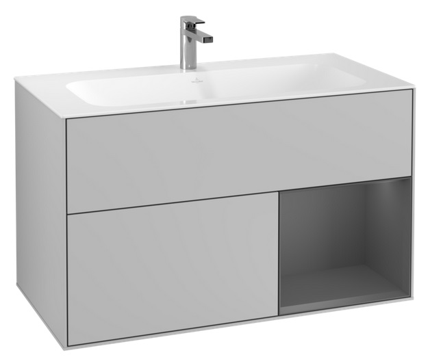 Тумба под раковину Villeroy & Boch Finion 99,6х49,8 см с подсветкой МДФ светло-серый матовый лак/антрацит матовый лак F040GKGJ