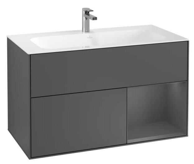 Тумба под раковину Villeroy & Boch Finion 99,6х49,8 см с подсветкой МДФ антрацит матовый лак F040GKGK
