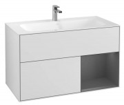 Тумба под раковину Villeroy & Boch Finion 99,6х49,8 см с подсветкой МДФ белый матовый лак/антрацит матовый лак F040GKMT