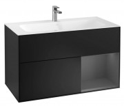 Тумба под раковину Villeroy & Boch Finion 99,6х49,8 см с подсветкой МДФ черный матовый лак/антрацит матовый лак F040GKPD