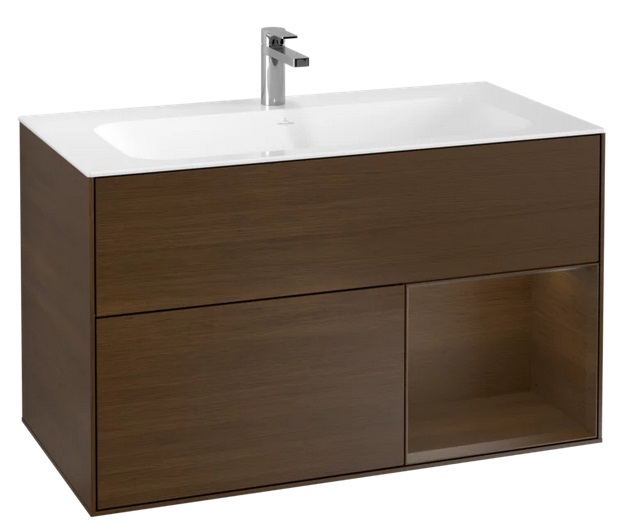 Тумба под раковину Villeroy & Boch Finion 99,6х49,8 см с подсветкой ДСП шпон грецкого ореха F040GNGN