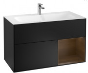 Тумба под раковину Villeroy & Boch Finion 99,6х49,8 см с подсветкой МДФ черный матовый лак/шпон грецкого ореха F040GNPD