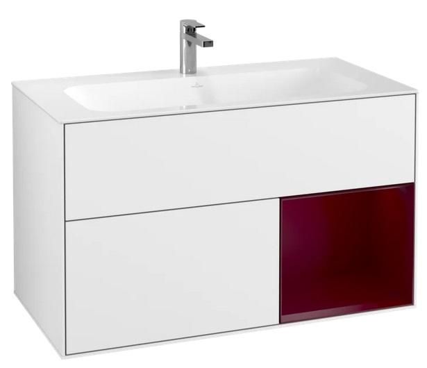Тумба під раковину Villeroy & Boch Finion 99,6 х49, 8 см з підсвічуванням МДФ глянсовий білий лак/півон матовий лак F040HBGF
