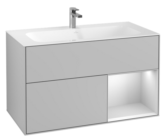 Тумба под раковину Villeroy & Boch Finion 99,6х49,8 см с подсветкой МДФ светло-серый матовый лак/белый матовый лак F040MTGJ