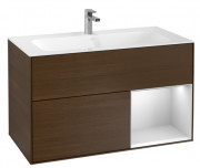 Тумба под раковину Villeroy & Boch Finion 99,6х49,8 см с подсветкой ДСП шпон грецкого ореха/белый матовый лак F040MTGN