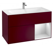 Тумба под раковину Villeroy & Boch Finion 99,6х49,8 см с подсветкой МДФ пион матовый лак/белый матовый лак F040MTHB