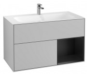 Тумба під раковину Villeroy & Boch Finion 99,6х49,8 см з підсвічуванням МДФ світло-сірий матовий лак/чорний матовий лак F040PDGJ