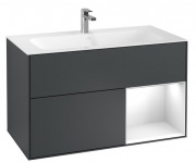 Тумба под раковину Villeroy & Boch Finion 99,6х49,8 см с подсветкой МДФ темно-синий матовый лак/глянцевый белый лак F040GFHG