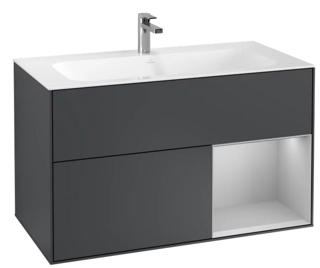 Тумба под раковину Villeroy & Boch Finion 99,6х49,8 см с подсветкой МДФ темно-синий матовый лак/светло-серый матовый лак F040GJHG