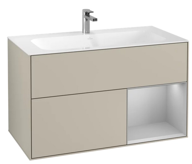 Тумба під раковину Villeroy & Boch Finion 99,6х49,8 см з підсвічуванням МДФ пісок матовий лак/світло-сірий матовий лак F040GJHH