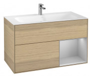 Тумба под раковину Villeroy & Boch Finion 99,6х49,8 см с подсветкой ДСП шпон дуба/светло-серый матовый лак F040GJPC