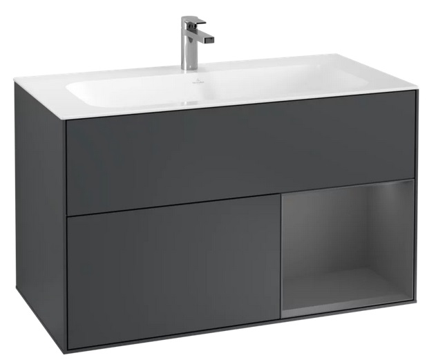 Тумба под раковину Villeroy & Boch Finion 99,6х49,8 см с подсветкой МДФ темно-синий матовый лак/антрацит матовый лак F040GKHG