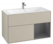 Тумба под раковину Villeroy & Boch Finion 99,6х49,8 см с подсветкой МДФ песок матовый лак/антрацит матовый лак F040GKHH