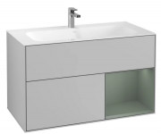 Тумба под раковину Villeroy & Boch Finion 99,6х49,8 см с подсветкой МДФ светло-серый матовый лак/оливковый матовый лак F040GMGJ