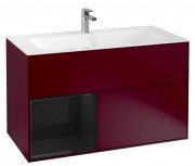 Тумба под раковину Villeroy & Boch Finion 99,6х49,8 см с подсветкой МДФ пион матовый лак/глянцевый черный лак G030PHHB