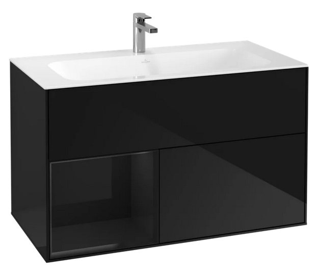 Тумба под раковину Villeroy & Boch Finion 99,6х49,8 см с подсветкой МДФ глянцевый черный лак G030PHPH