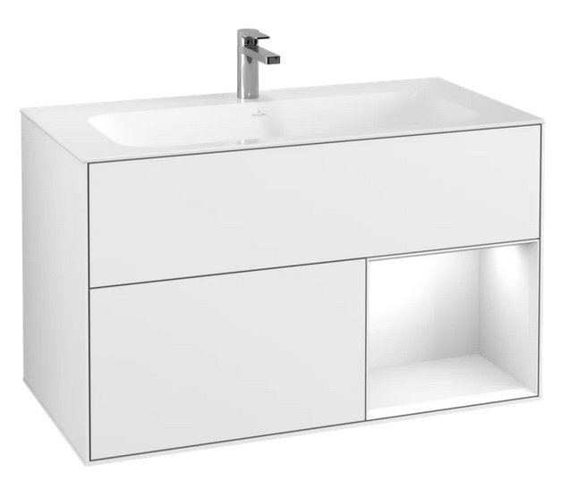 Тумба під раковину Villeroy & Boch Finion 99,6х49,8 см з підсвічуванням МДФ глянсовий білий лак F040GFGF