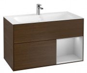 Тумба под раковину Villeroy & Boch Finion 99,6х49,8 см с подсветкой ДСП шпон грецкого ореха/светло-серый матовый лак F040GJGN