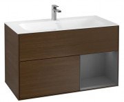 Тумба под раковину Villeroy & Boch Finion 99,6х49,8 см с подсветкой ДСП шпон грецкого ореха/антрацит матовый лак F040GKGN