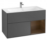 Тумба під раковину Villeroy & Boch Finion 99,6х49, 8 см з підсвічуванням МДФ антрацит матовий лак/шпон волоського горіха F040GNGK