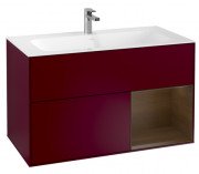 Тумба під раковину Villeroy & Boch Finion 99,6х49,8 см з підсвічуванням МДФ півонія матовий лак/шпон волоського горіха F040GNHB