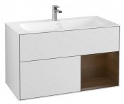 Тумба під раковину Villeroy & Boch Finion 99,6х49,8 см з підсвічуванням МДФ білий матовий лак/шпон волоського горіха F040GNMT