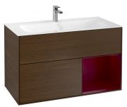 Тумба под раковину Villeroy & Boch Finion 99,6х49,8 см с подсветкой ДСП шпон грецкого ореха/пион матовый лак F040HBGN