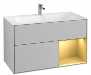 Тумба под раковину Villeroy & Boch Finion 99,6х49,8 см с подсветкой МДФ светло-серый матовый лак/золотой матовый лак F040HFGJ