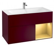 Тумба під раковину Villeroy & Boch Finion 99,6х49,8 см з підсвічуванням МДФ півонія матовий лак/золотий матовий лак F040HFHB