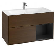 Тумба под раковину Villeroy & Boch Finion 99,6х49,8 см с подсветкой ДСП шпон грецкого ореха/черный матовый лак F040PDGN