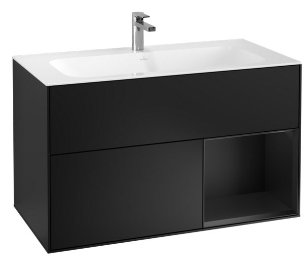 Тумба під раковину Villeroy & Boch Finion 99,6 х49, 8 см з підсвічуванням МДФ чорний матовий лак F040PDPD