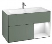 Тумба под раковину Villeroy & Boch Finion 99,6х49,8 см с подсветкой МДФ оливковый матовый лак/глянцевый белый лак F040GFGM