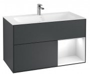 Тумба под раковину Villeroy & Boch Finion 99,6х49,8 см с подсветкой МДФ темно-синий матовый лак/глянцевый белый лак F040GFHG