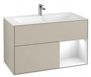 Тумба под раковину Villeroy & Boch Finion 99,6х49,8 см с подсветкой МДФ песок матовый лак/глянцевый белый лак F040GFHH