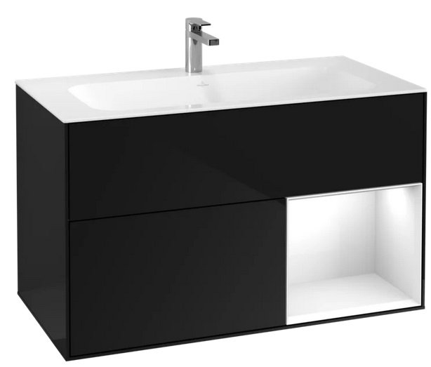 Тумба під раковину Villeroy & Boch Finion 99,6х49,8 см з підсвічуванням МДФ глянсовий чорний лак F040GFPH