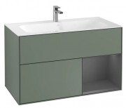 Тумба под раковину Villeroy & Boch Finion 99,6х49,8 см с подсветкой МДФ оливковый матовый лак/антрацит матовый лак F040GKGM