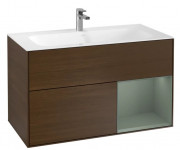 Тумба под раковину Villeroy & Boch Finion 99,6х49,8 см с подсветкой ДСП шпон грецкого ореха/оливковый матовый лак F040GMGN