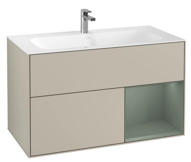 Тумба під раковину Villeroy & Boch Finion 99,6х49,8 см із підсвічуванням МДФ пісок матовий лак/оливковий матовий лак F040GMHH