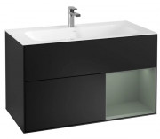 Тумба под раковину Villeroy & Boch Finion 99,6х49,8 см с подсветкой МДФ черный матовый лак/оливковый матовый лак F040GMPD