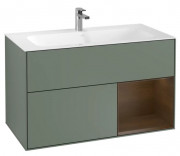 Тумба под раковину Villeroy & Boch Finion 99,6х49,8 см с подсветкой МДФ оливковый матовый лак/шпон грецкого ореха F040GNGM