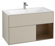 Тумба под раковину Villeroy & Boch Finion 99,6х49,8 см с подсветкой МДФ песок матовый лак/шпон грецкого ореха F040GNHH