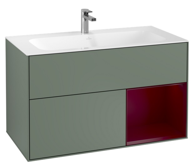 Тумба під раковину Villeroy & Boch Finion 99,6х49,8 см з підсвічуванням МДФ оливковий матовий лак/півон матовий лак F040HBGM