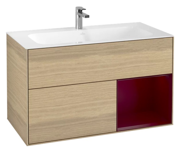 Тумба под раковину Villeroy & Boch Finion 99,6х49,8 см с подсветкой ДСП шпон дуба/пион матовый лак F040HBPC