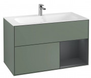 Тумба под раковину Villeroy & Boch Finion 99,6х49,8 см с подсветкой МДФ оливковый матовый лак/темно-синий матовый лак F040HGGM