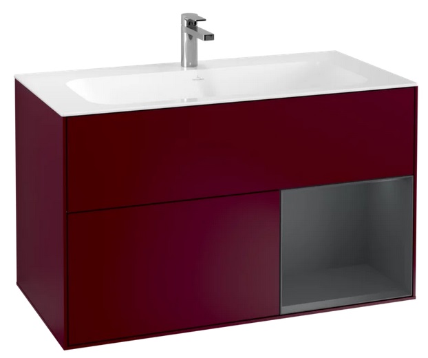 Тумба під раковину Villeroy & Boch Finion 99,6х49,8 см з підсвічуванням МДФ півонія матовий лак/темно-синій матовий лак F040HGHB