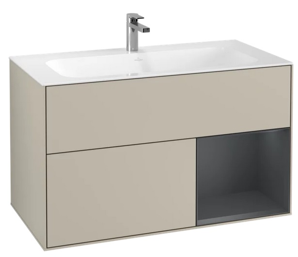 Тумба под раковину Villeroy & Boch Finion 99,6х49,8 см с подсветкой МДФ песок матовый лак/темно-синий матовый лак F040HGHH