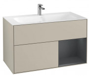 Тумба под раковину Villeroy & Boch Finion 99,6х49,8 см с подсветкой МДФ песок матовый лак/темно-синий матовый лак F040HGHH